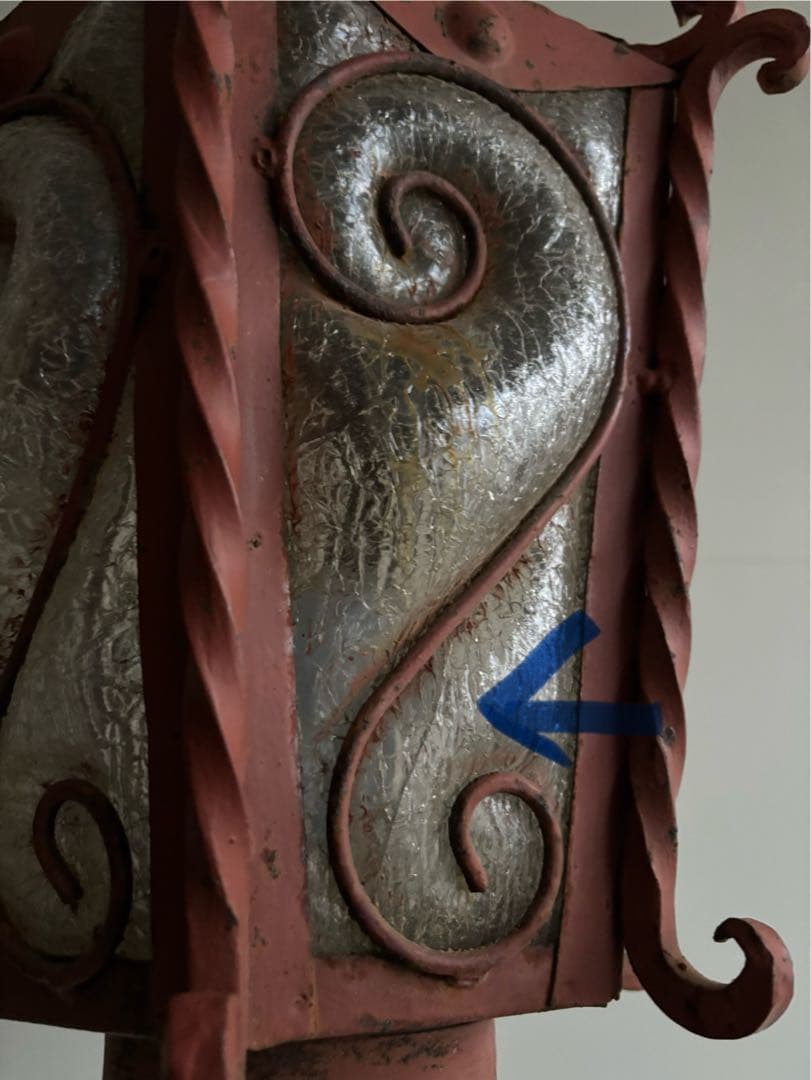 古いガーデンライト　スタンドライト　外灯　門灯　アイアン　電笠　レトロ照明