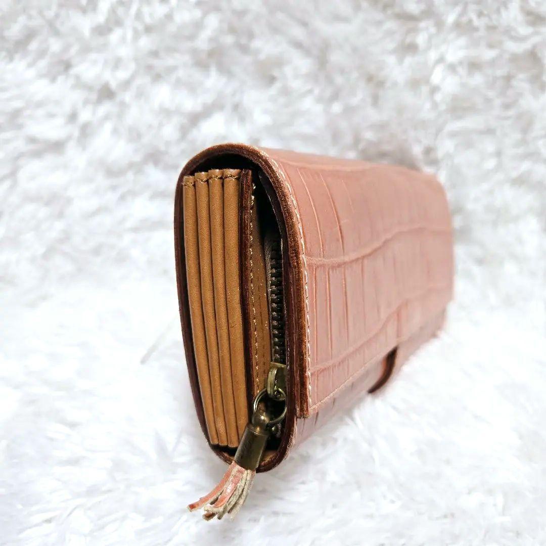 2/7限定☆フェリージ 長財布 クロコ型押し 本革 イタリア製 オレンジブラウン