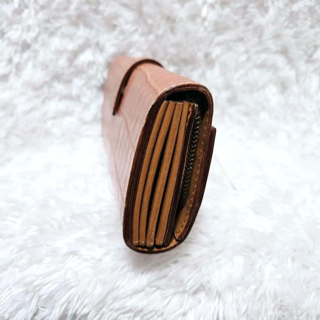 2/7限定☆フェリージ 長財布 クロコ型押し 本革 イタリア製 オレンジブラウン