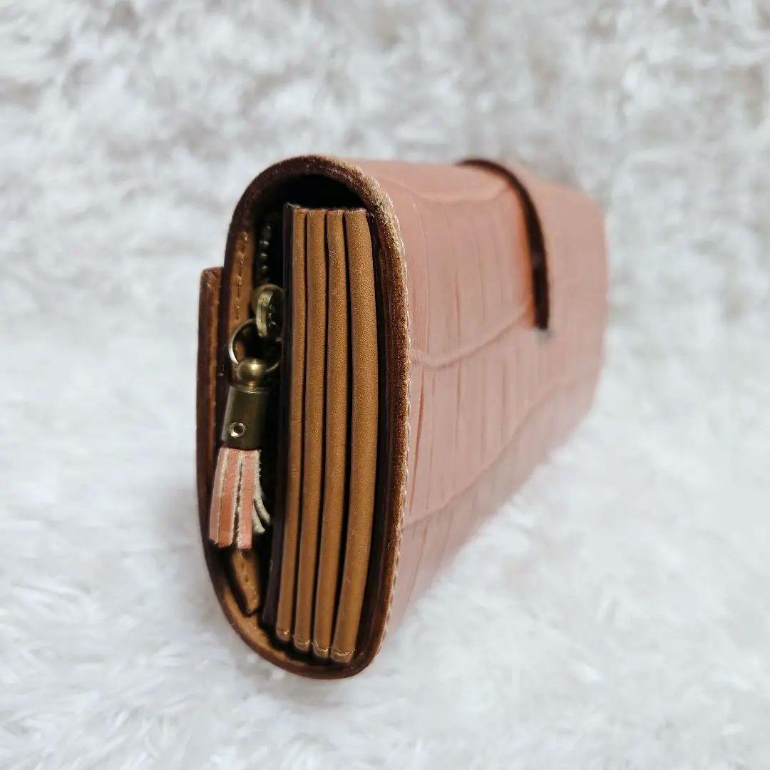 2/7限定☆フェリージ 長財布 クロコ型押し 本革 イタリア製 オレンジブラウン