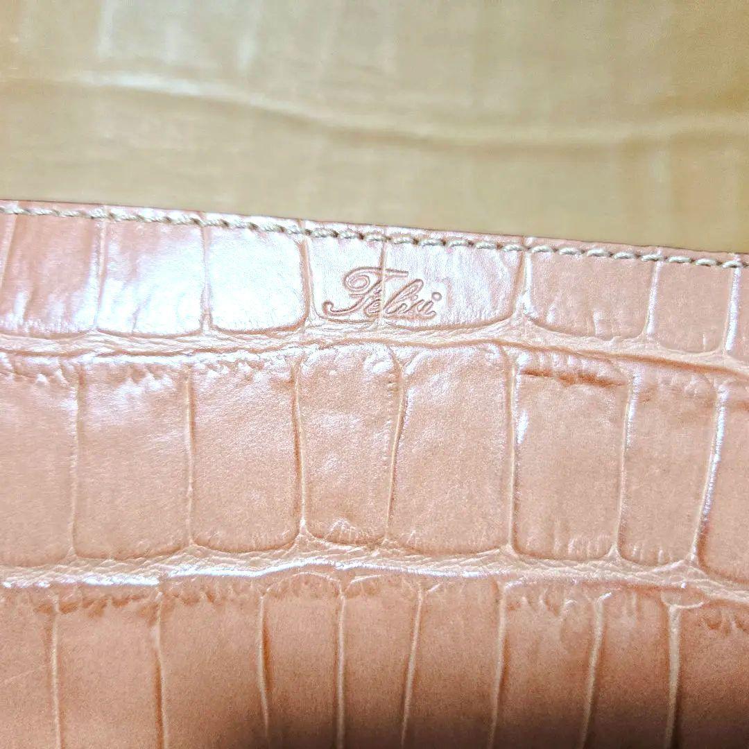 2/7限定☆フェリージ 長財布 クロコ型押し 本革 イタリア製 オレンジブラウン