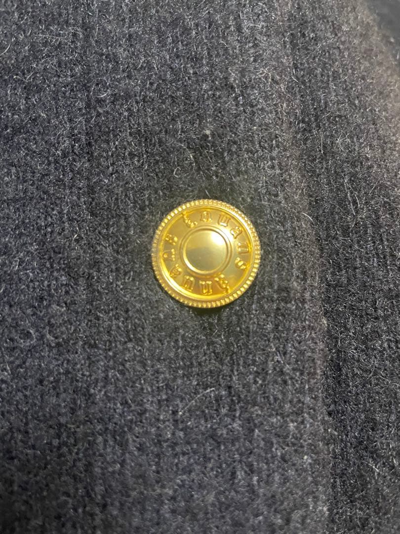 anuans カシミヤブレンドノーカラーニットジャケット　ネイビー