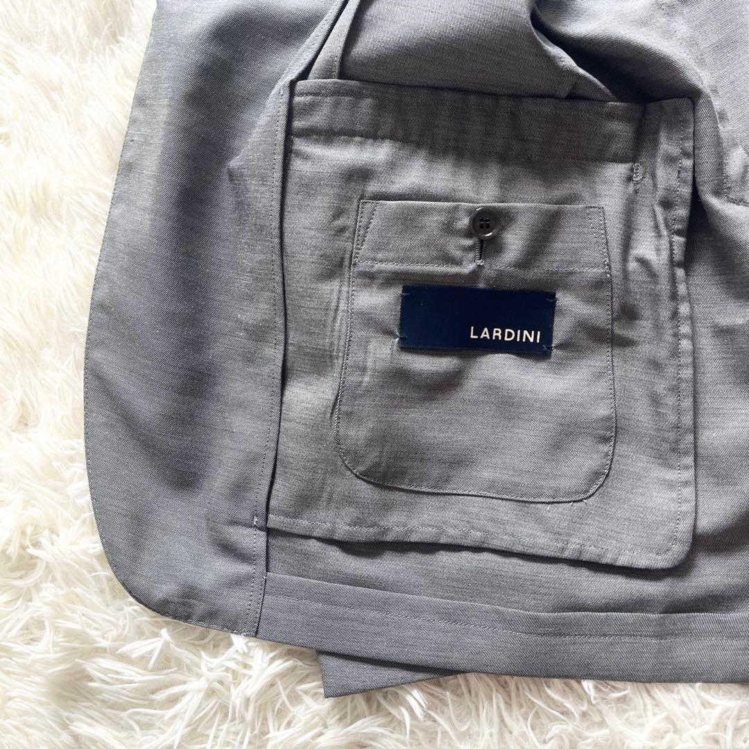 <美品>LARDINI easy wear 新ロゴ グレー ウールジャケット52