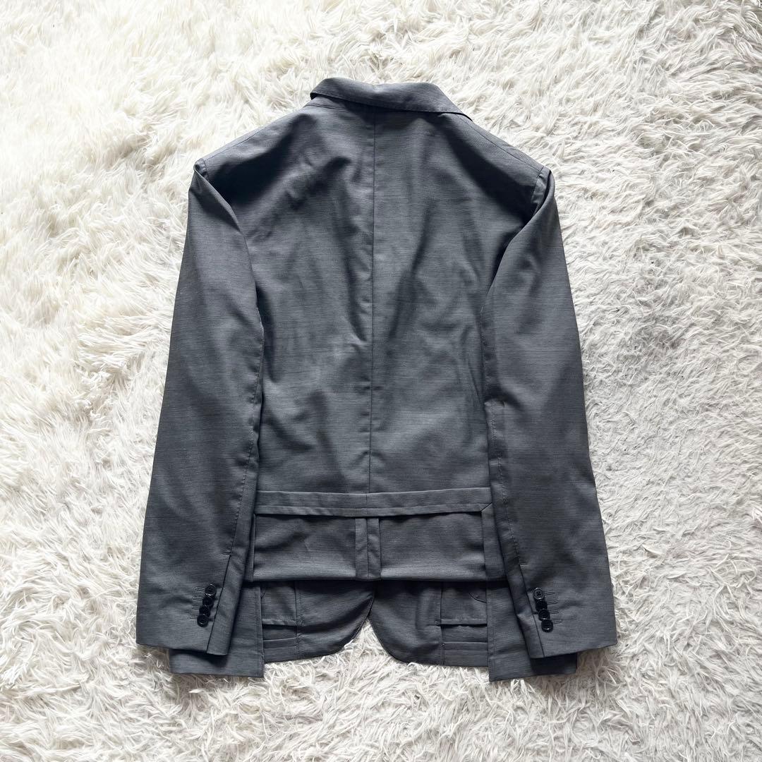 <美品>LARDINI easy wear 新ロゴ グレー ウールジャケット52