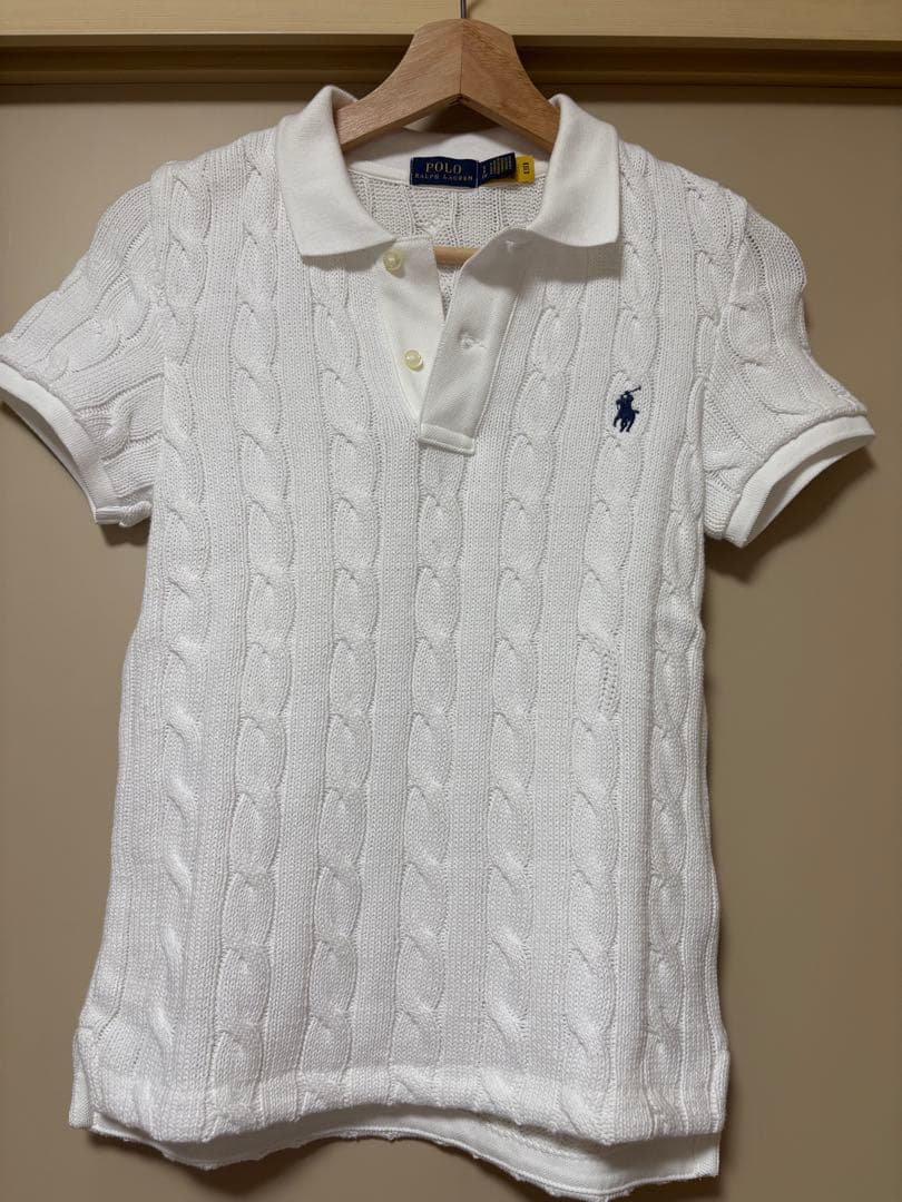Polo Ralph Lauren ケーブル編みポロシャツ S ホワイト