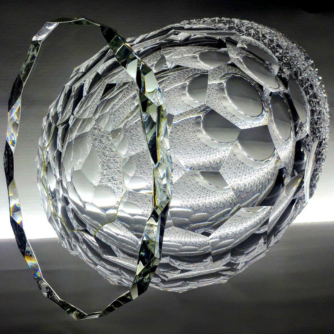 江戸切子　堀口硝子　三代目秀石 作品　花器　銘「ゴジラの卵」【 未使用　美品 】