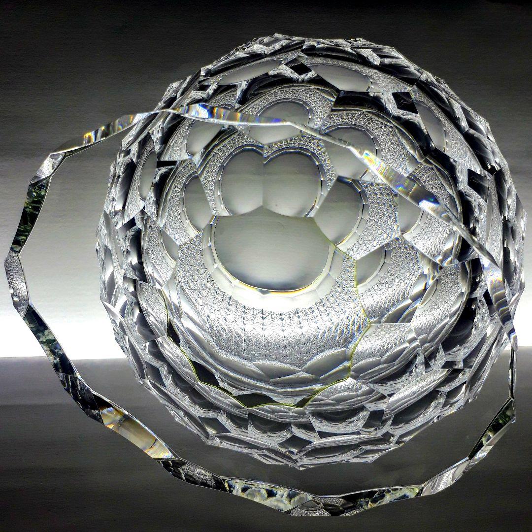 江戸切子　堀口硝子　三代目秀石 作品　花器　銘「ゴジラの卵」【 未使用　美品 】