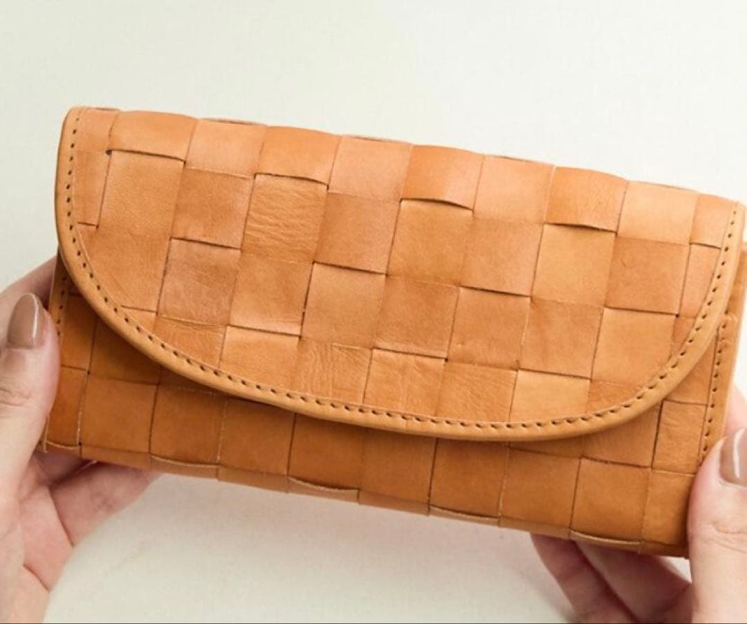 未使用 ズッケロフィラート ブラウン 編み込み長財布 ナチュラル 大容量 定番