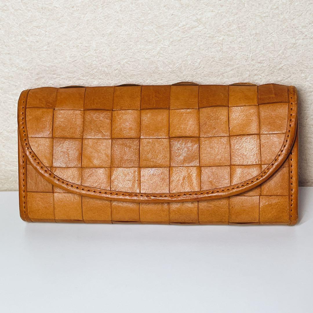 未使用 ズッケロフィラート ブラウン 編み込み長財布 ナチュラル 大容量 定番