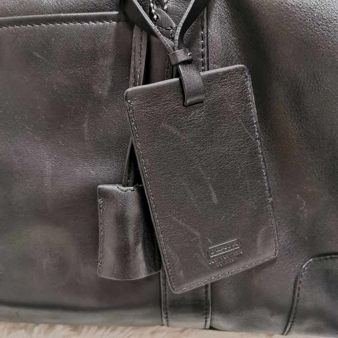 コーチ オールレザー 大容量 ボストンバッグ 南京錠 キー付き ブラック 黒