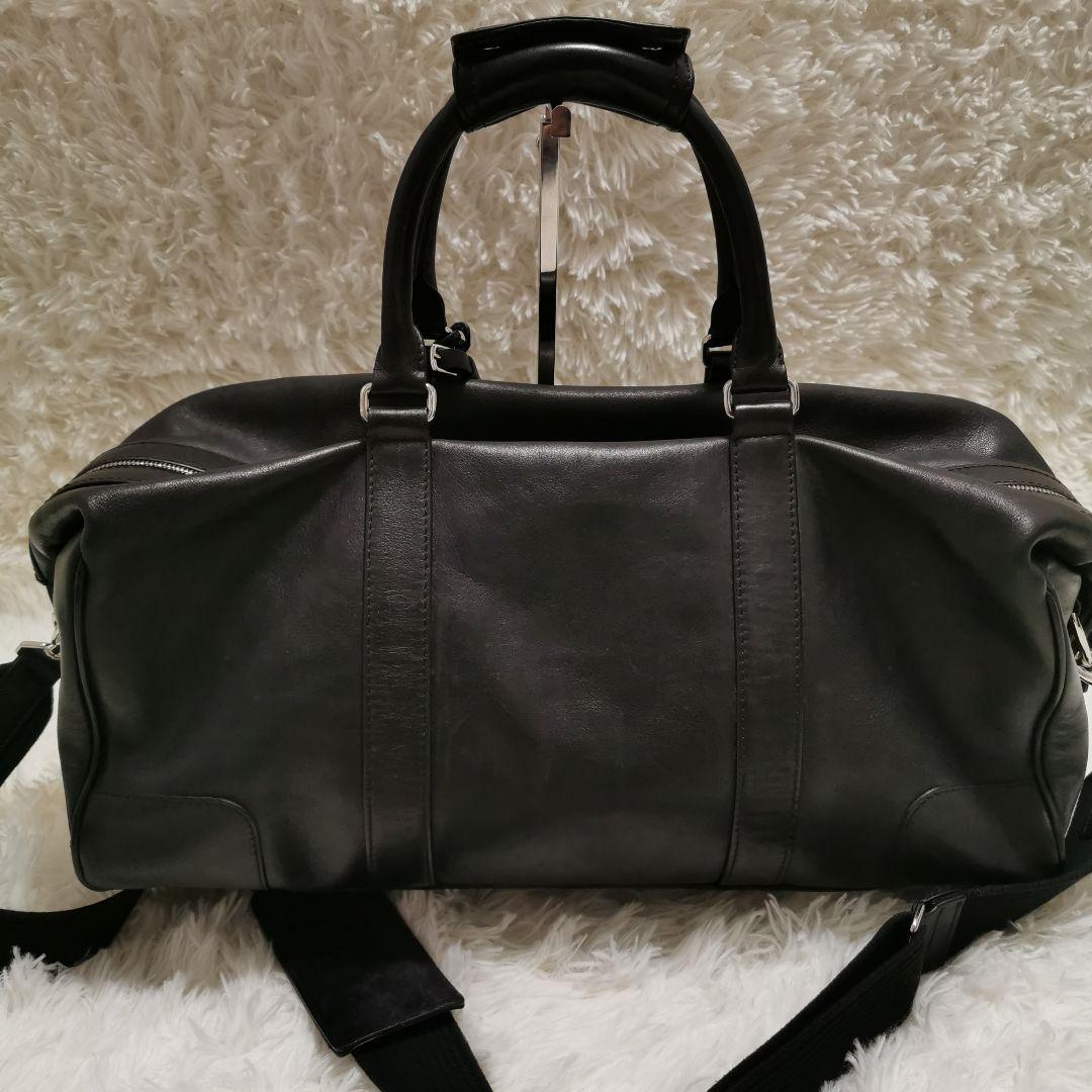 コーチ オールレザー 大容量 ボストンバッグ 南京錠 キー付き ブラック 黒