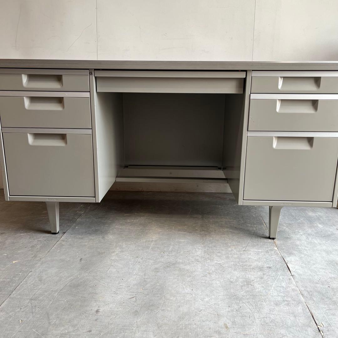 KOKUYO インダストリアル スチール デスク レトロ 両袖机 オフィス 鍵付