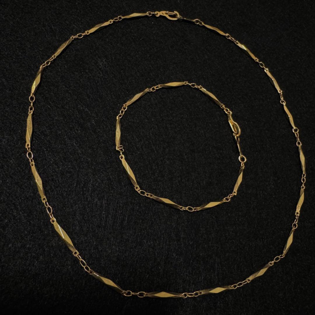 v*o様 切子 アンティークゴールド デザインチェーン ネックレス＆ブレスレット