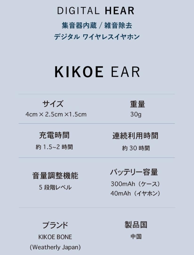 AI登載集音器イヤホン　KIKOE　EAR