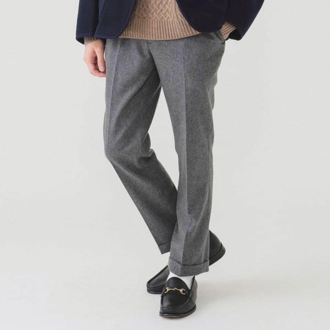 ✨美品✨24AW✨ビームス　フランネル　スラックス　グレー　Lサイズ