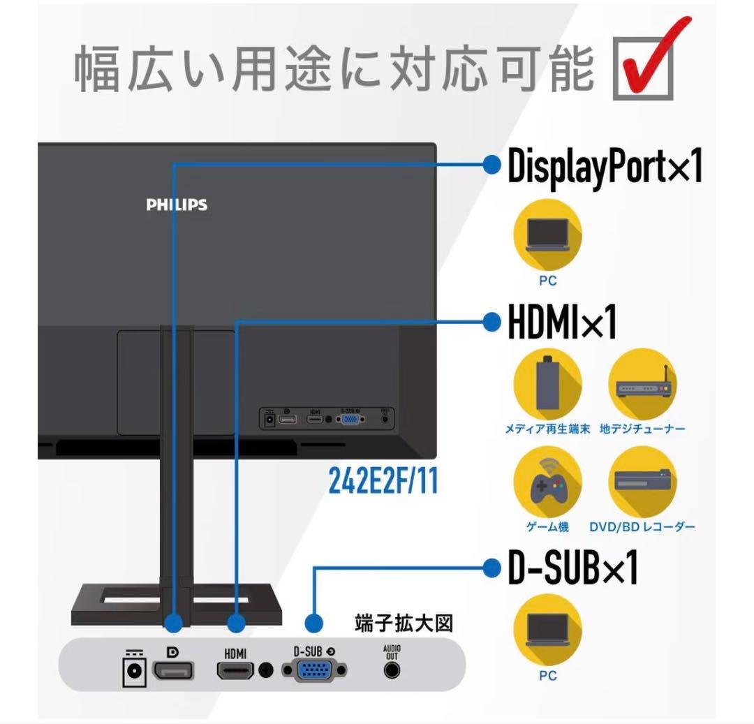 PHILIPS 23.8インチ PCモニター 液晶ディスプレイ