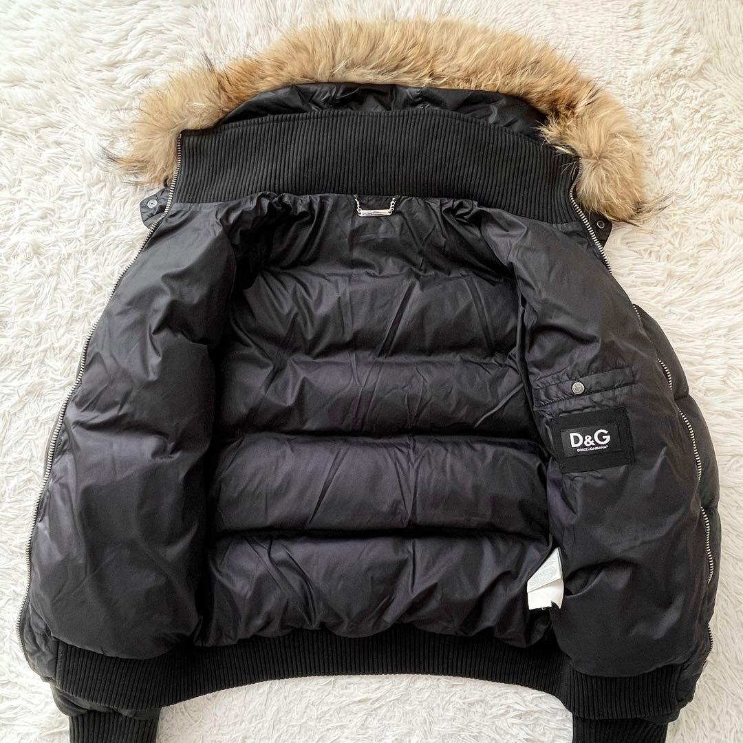 DOLCE&GABBANA フーデット パファージャケット コヨーテファー 黒