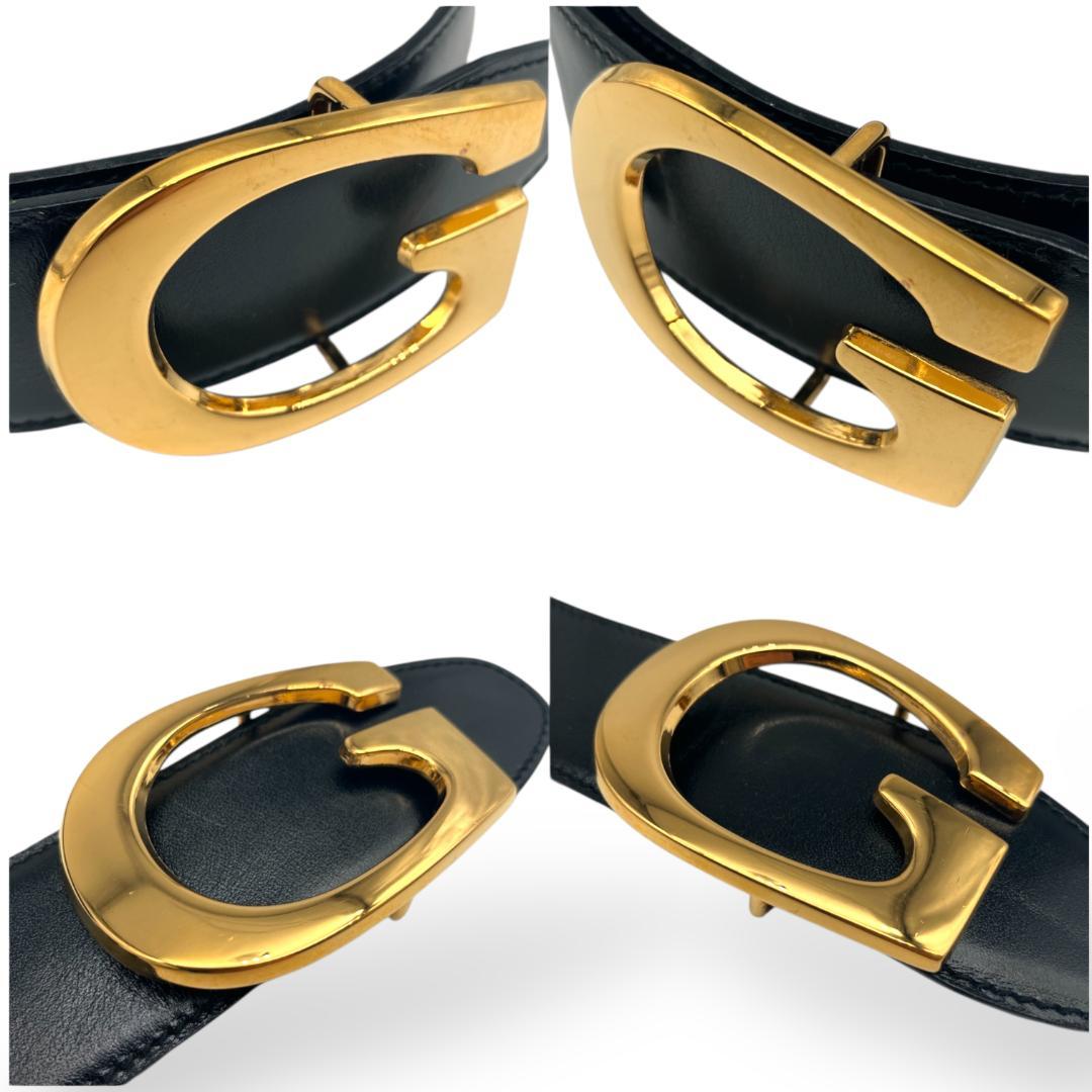 【美品】グッチ Gバックル リバーシブルベルト ゴールド ブラック ブラウン