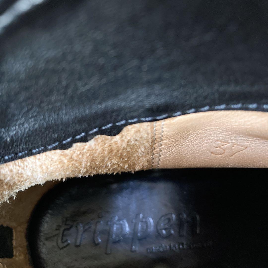 トリッペン スイフト ショートブーツ 37 バックジップ レザー 本革 黒