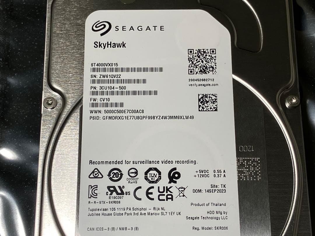 Seagate SKYHAWK 4TB 監視カメラ向け HDD