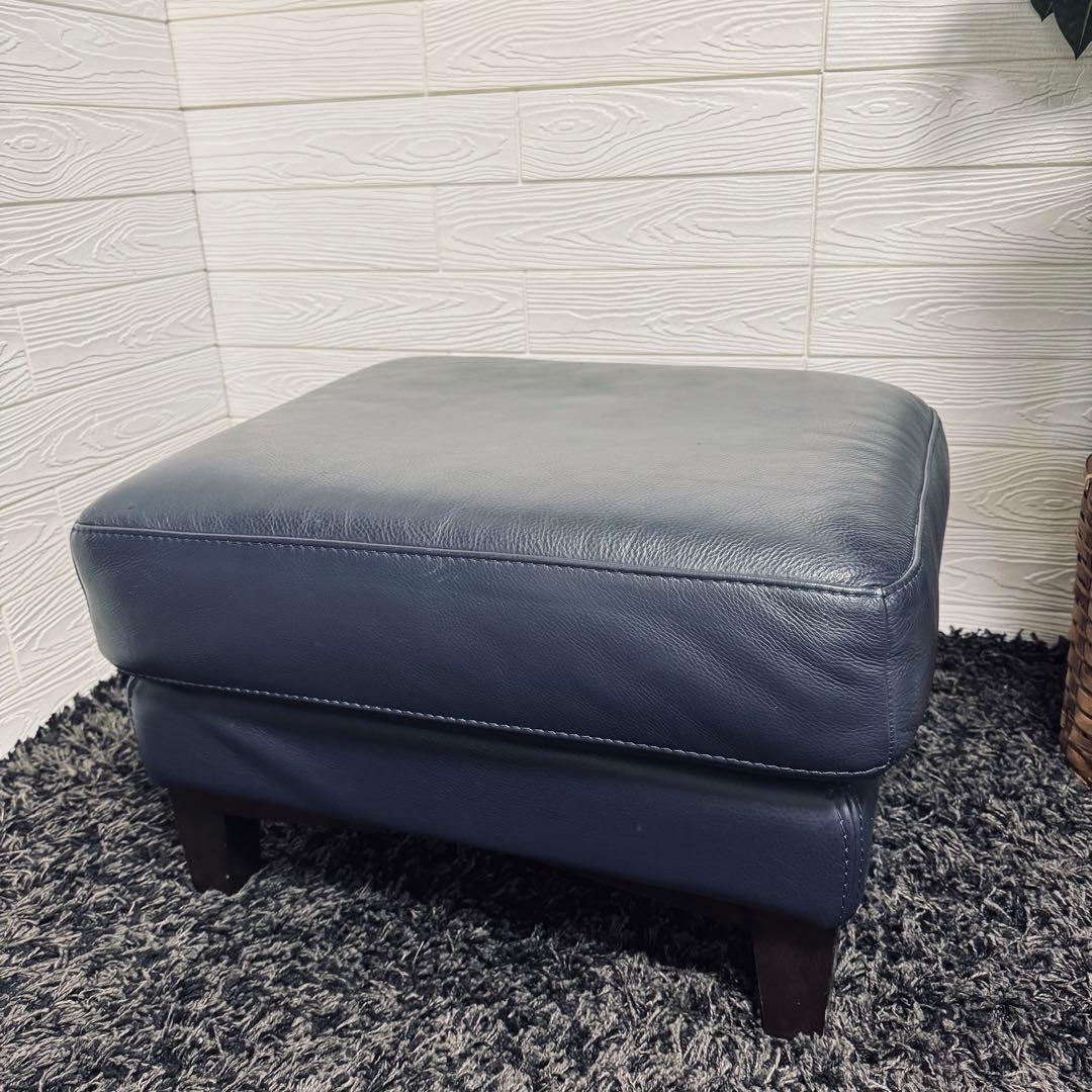 ワタリジャパン / HTL オットマン 総本革　濃紺 ネイビー レザー