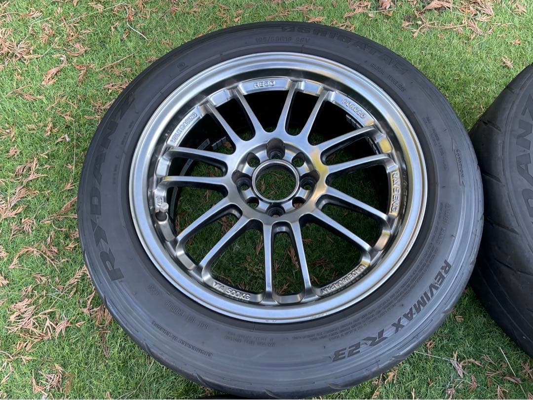 RAYS RE30 15インチ 7J+28 195/55R15 シバタイヤ付