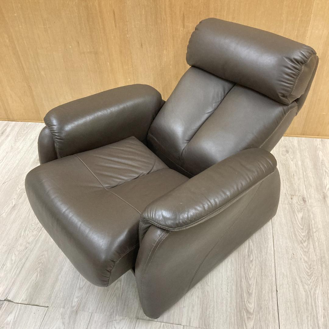 リクライニングソファ　一人掛け　ヘッドレスト可動式　本革