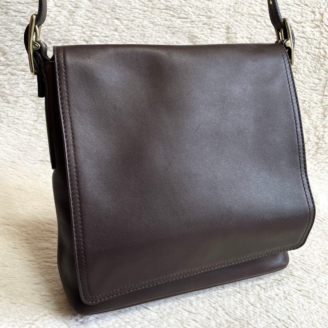 美品 オールドコーチ フラップ ホック グラブタンレザー ショルダーバッグ