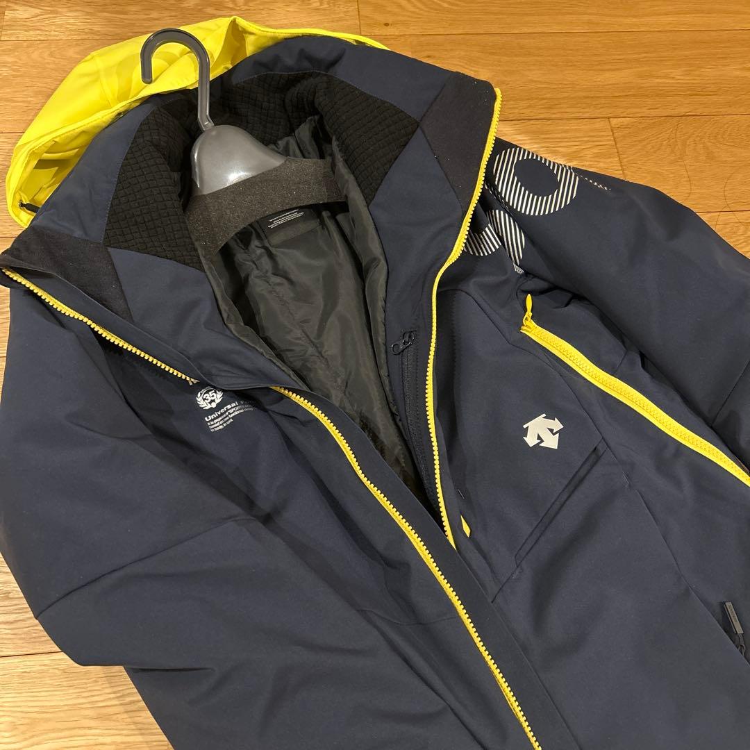 ネイビー/イエロー フード付きスキーウェア