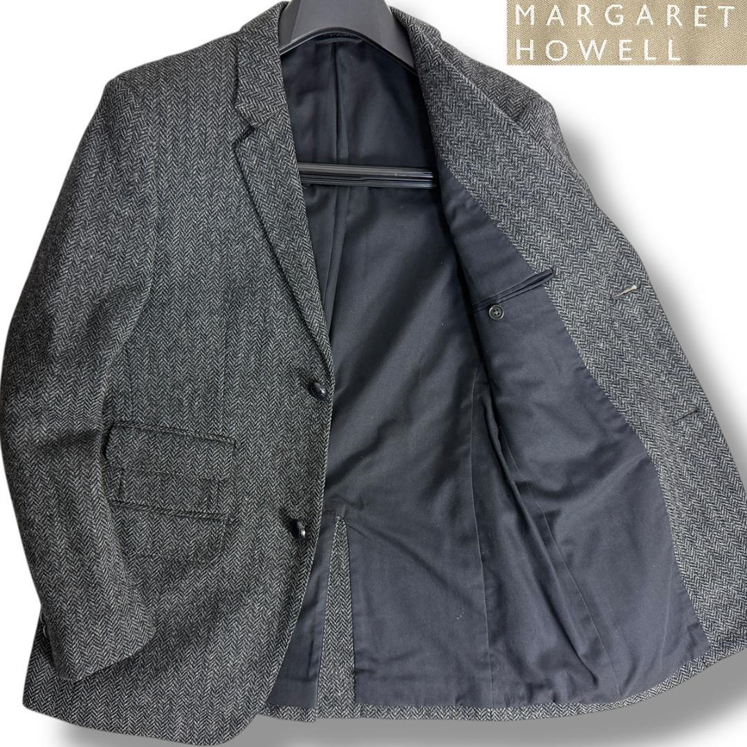 J7403 美品 マーガレットハウエル 包み釦ヘリンボーンツイードジャケット M