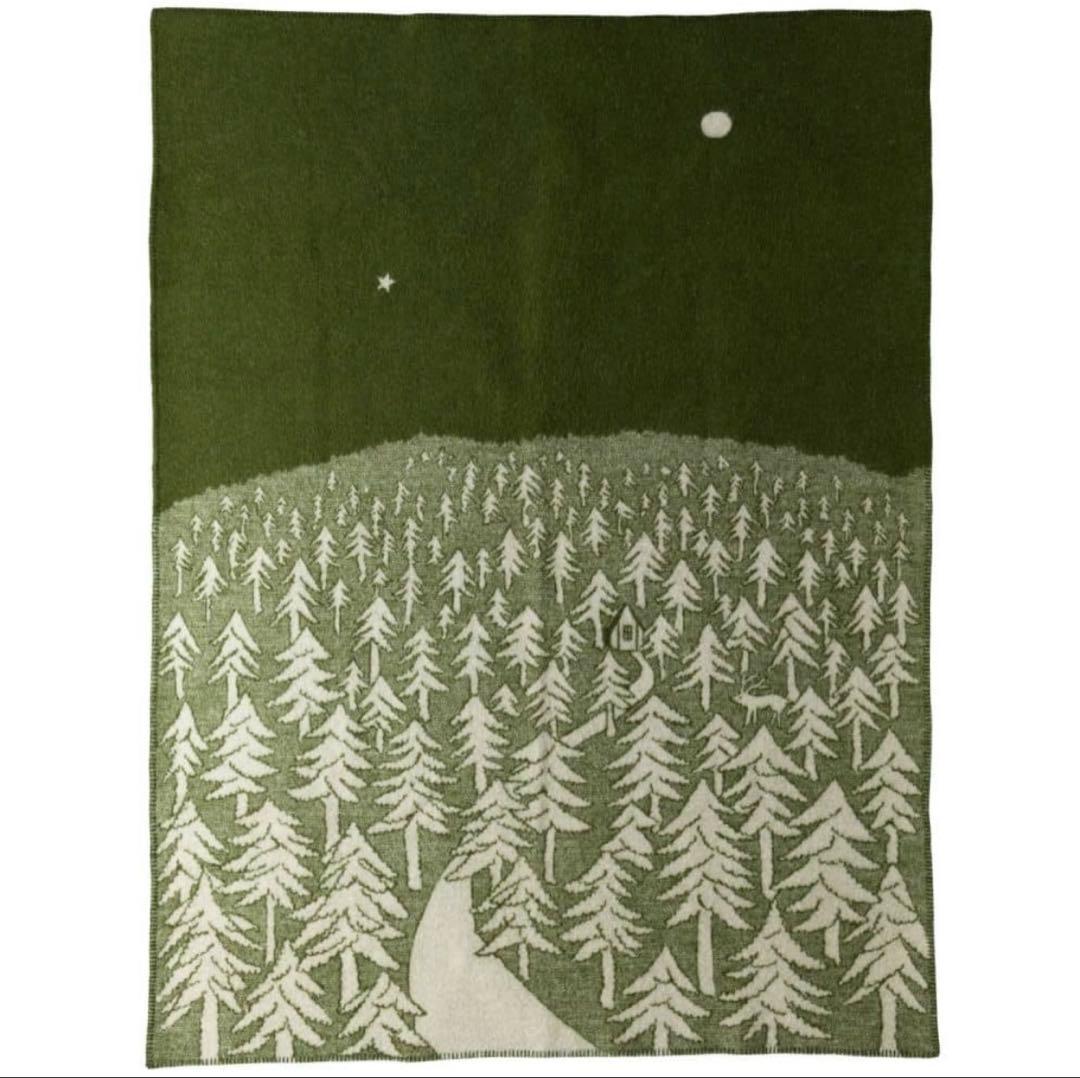 クリッパン　ミナペルホネン ハウスインザフォレスト　ウール毛布　グリーン　タグ付