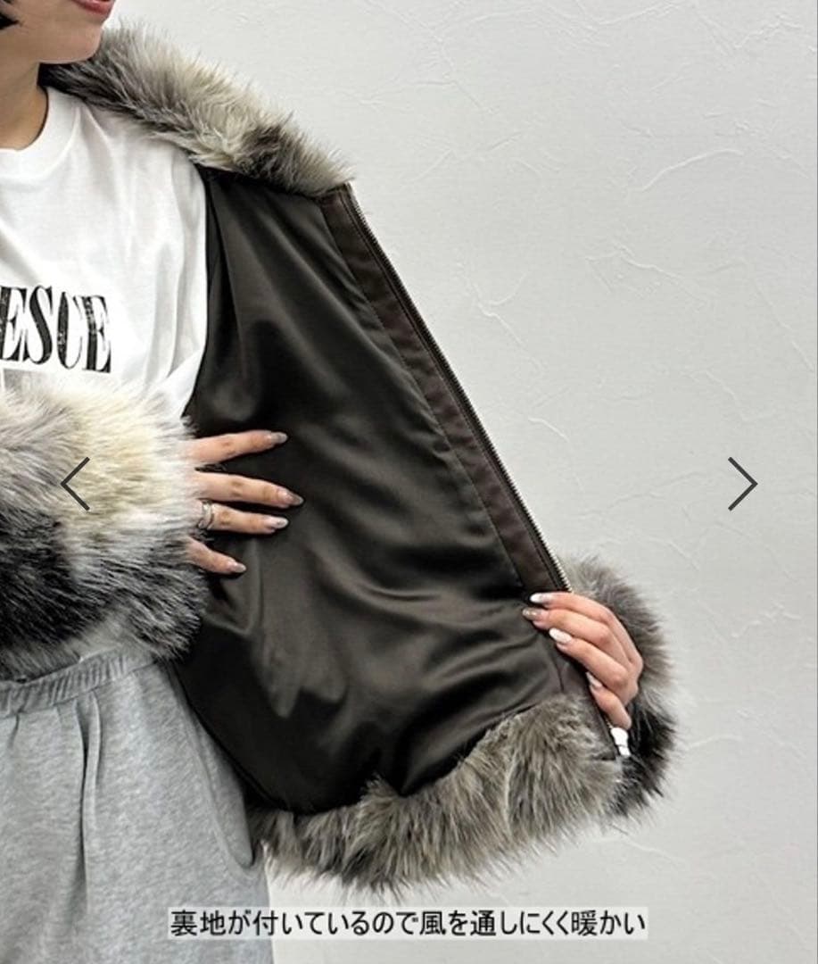 【美品】MIXカラーファーブルゾン　ジーナシス　アウター　ファーブルゾン