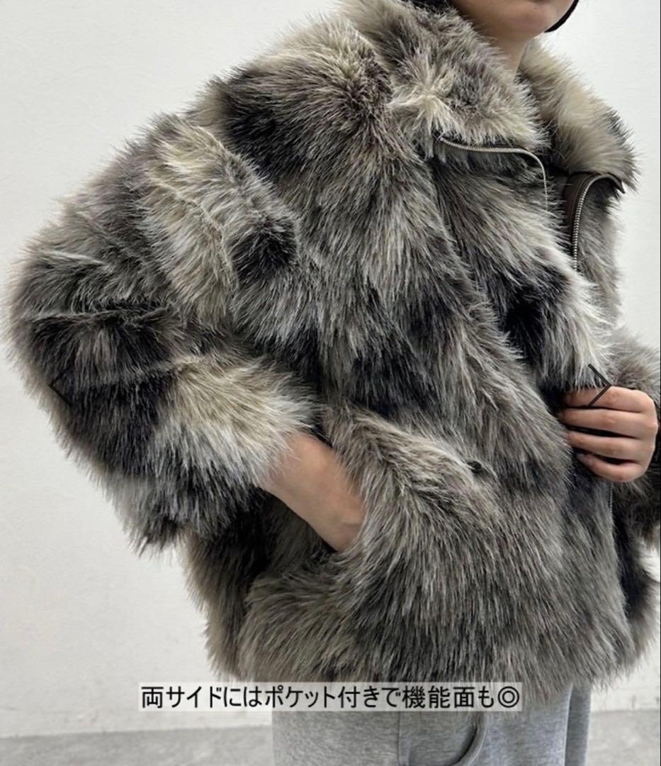 【美品】MIXカラーファーブルゾン　ジーナシス　アウター　ファーブルゾン