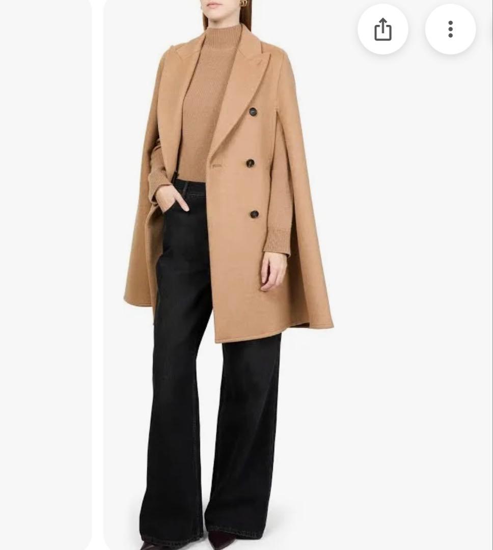 新品値札付 フランス購入 定価約40万円 マックスマーラ キャメル100%ケープ