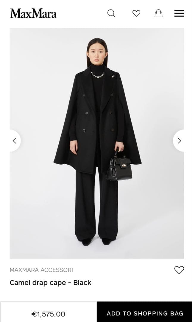 新品値札付 フランス購入 定価約40万円 マックスマーラ キャメル100%ケープ