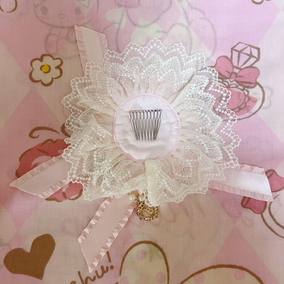【レア】BABY, マドモアゼルジュエルローズ　丸型コーム　ピンク　ビジュー