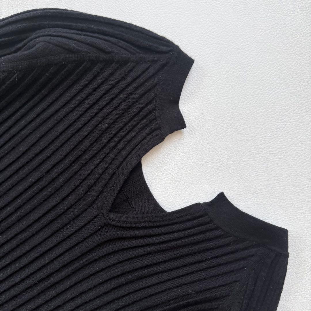 9.4万円✨ドゥロワー　16Gリブニットロングワンピース　バルーンスリーブ　黒