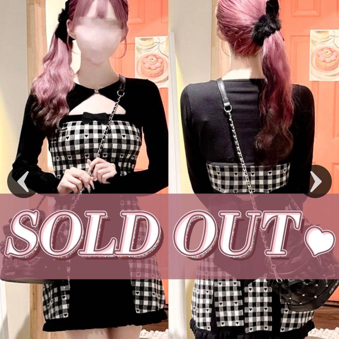 バックリボン×ギンガムハートアンサンブルワンピース