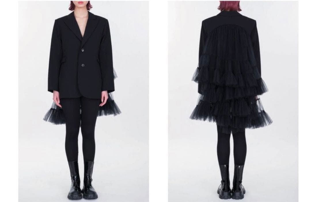 ジャケット・アウター VIVIANO BACK TULLE TRIMMED BLAZER