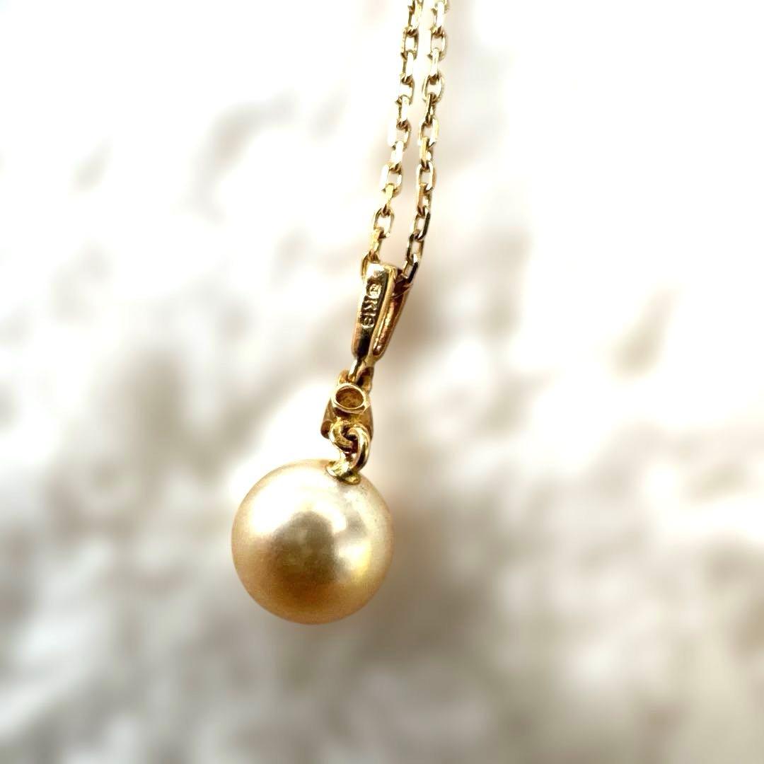 格安K18 パール ネックレス 一粒 真珠 ゴールド