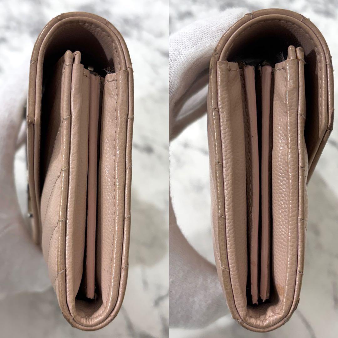 サンローラン 長財布 キルティング フラップ カサンドラ レザー ピンク