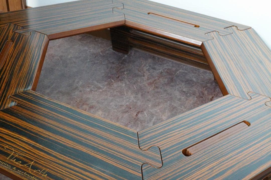 The arth ヘキサテーブル　黒しま次郎　六角テーブル５回使用