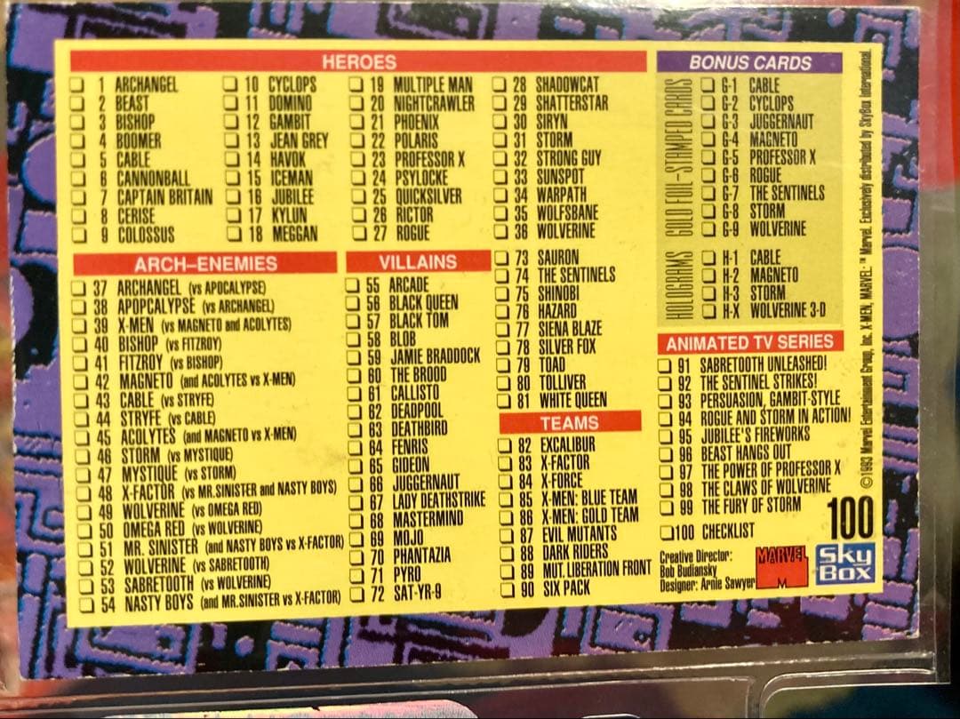 1993スカイボックス社製 X-MENシリーズ2 レギュラーカード 全100種