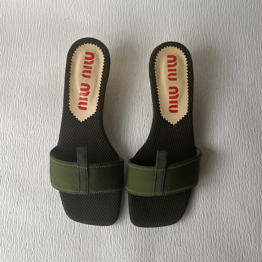 MIU MIU ミュール サンダル カーキ ヒール 37