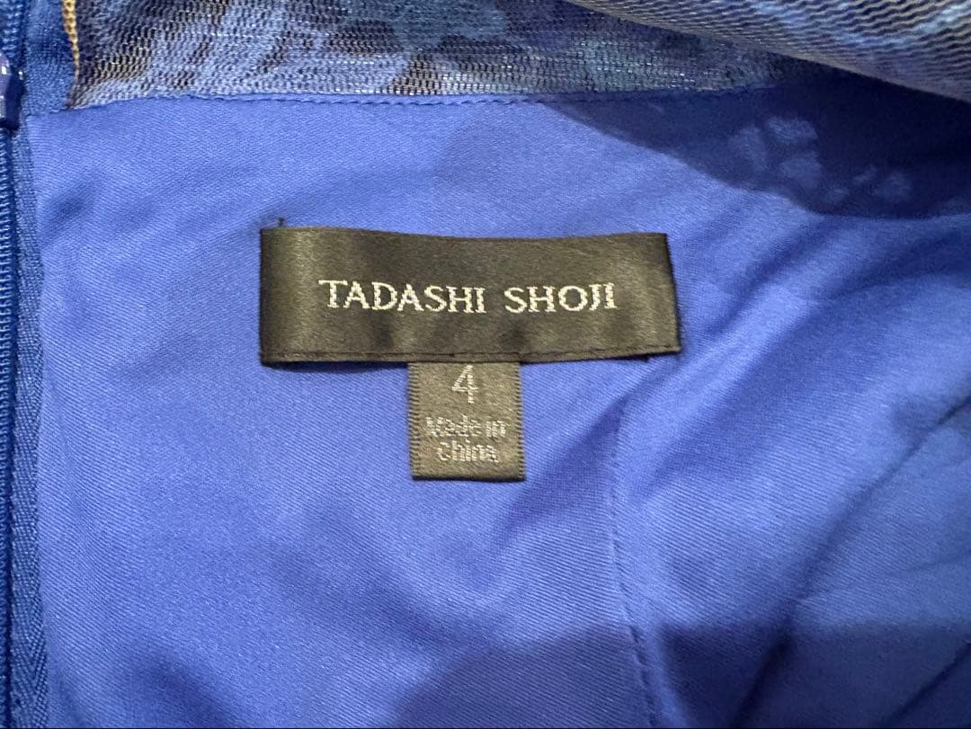 美品　TADASHI SHOJI 青レース ワンピース サイズUS4