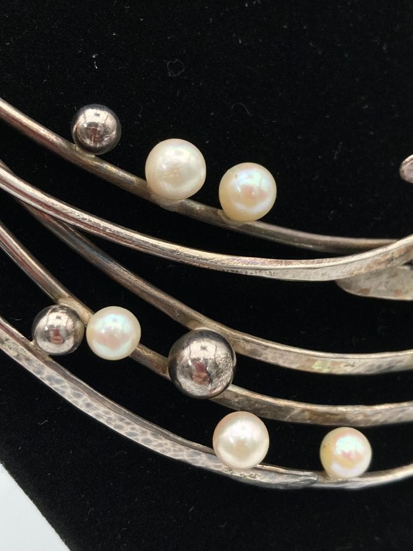 「1254」重量60.3ｇ シルバー 淡水真珠 ネックレス チョーカー 刻印あり