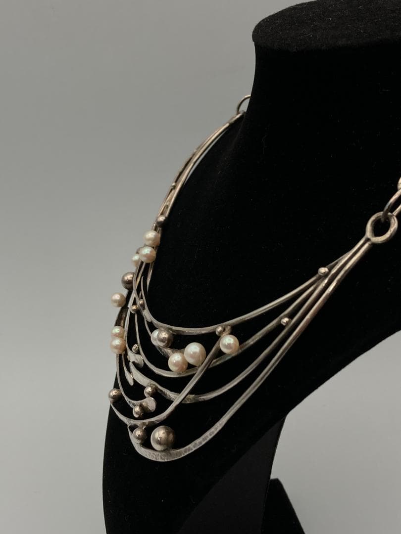 「1254」重量60.3ｇ シルバー 淡水真珠 ネックレス チョーカー 刻印あり