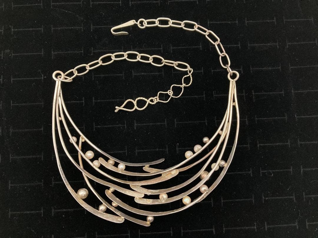 「1254」重量60.3ｇ シルバー 淡水真珠 ネックレス チョーカー 刻印あり