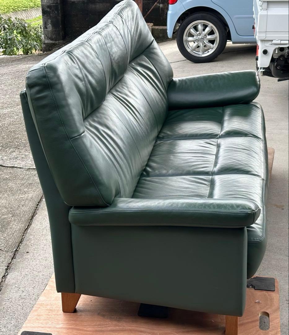 オーダーメイド 本革 ソファ ハイバック グリーン