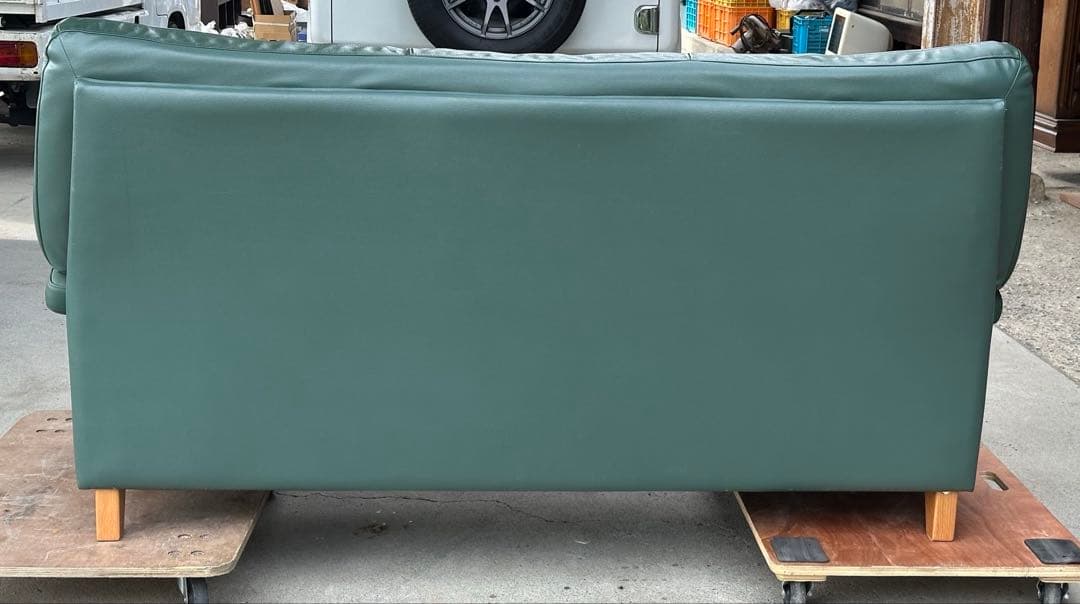 オーダーメイド 本革 ソファ ハイバック グリーン